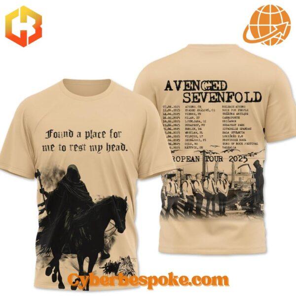 Stylish and comfortable Avenged Sevenfold Europe Tour Shirt designed for all-day wear.