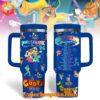 Disney Goofy Movie Powerline Stand Out Tour Tumbler 40oz with colorful character designs and tour information on a blue background.