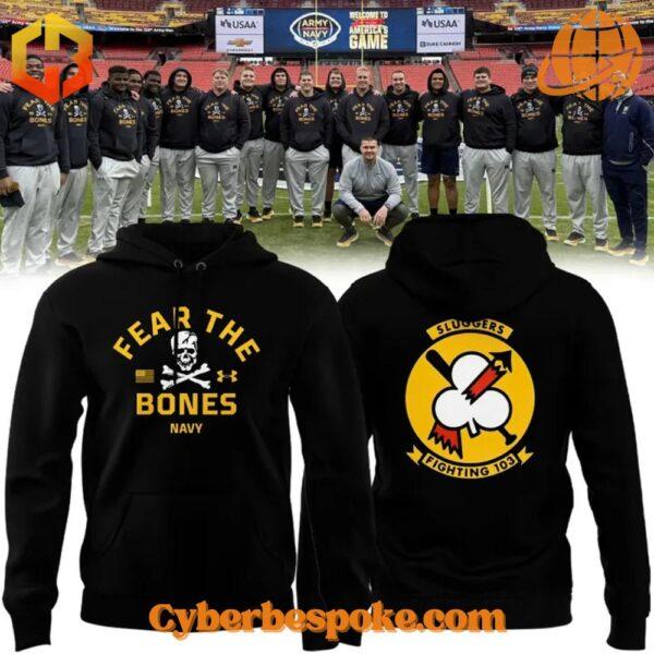 The Fear The Bones Navy Midshipmen Football Hoodie makes every outfit stand out.