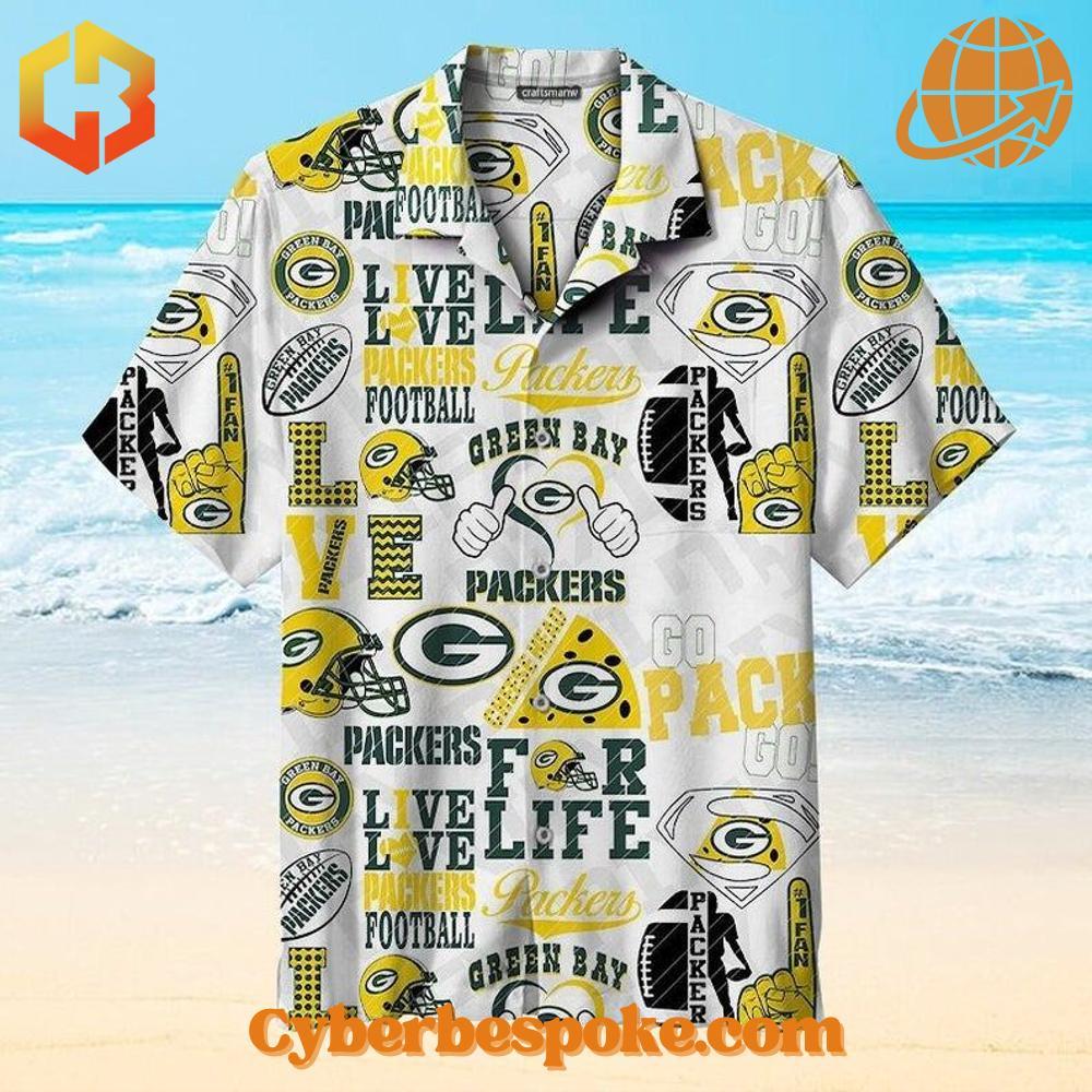 Green Bay Packers For Life Collage Hawaiian Shirt The Green Bay Packers For Life Collage Hawaiian Shirt makes every outfit stand out.