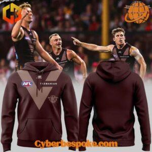 Stylish and breathable Hawthorn Isc Mens Heritage Guernsey V Brown Hoodie, perfect for any occasion.