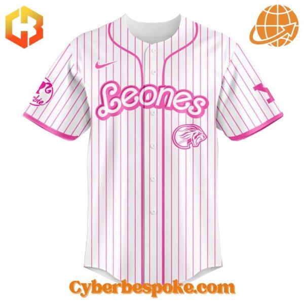 Stylish and breathable Leones De Yucatán Barbie Night Game Custom Baseball Jersey, perfect for any occasion.