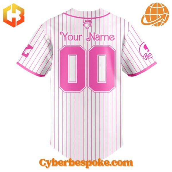 Stylish and breathable Leones De Yucatán Barbie Night Game Custom Baseball Jersey, perfect for any occasion.