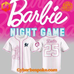 Stylish and comfortable Miami Marlins Barbie Night Baseball Jersey designed for all-day wear.