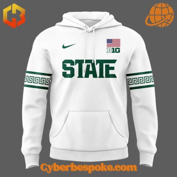 Classic Michigan State Spartans Men Basketball Uniform White Hoodie with a modern fit and stylish design.