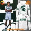 Classic Michigan State Spartans Men Basketball Uniform White Hoodie with a modern fit and stylish design.