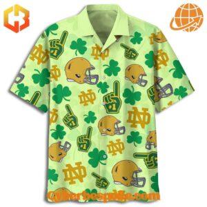 Stylish and breathable Notre Dame Fighting Irish Saint Patrick's Day Hawaiian Shirt, perfect for any occasion.