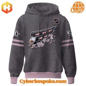 Stylish and breathable Washington Capitals Th Anniversary Cherry Blossom Hoodie, perfect for any occasion.